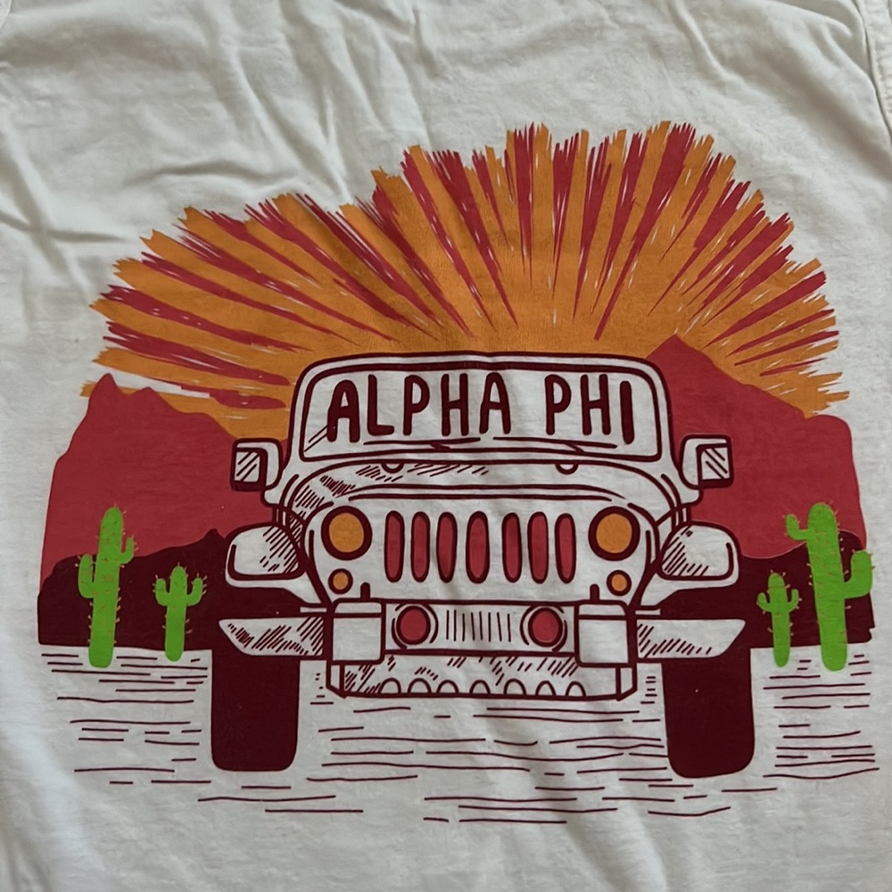 Comfort Colors Alpha Phi Jeep Tank tank top size small. Never worn.